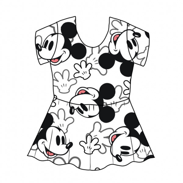White Mickey & Gloves Peplum Top