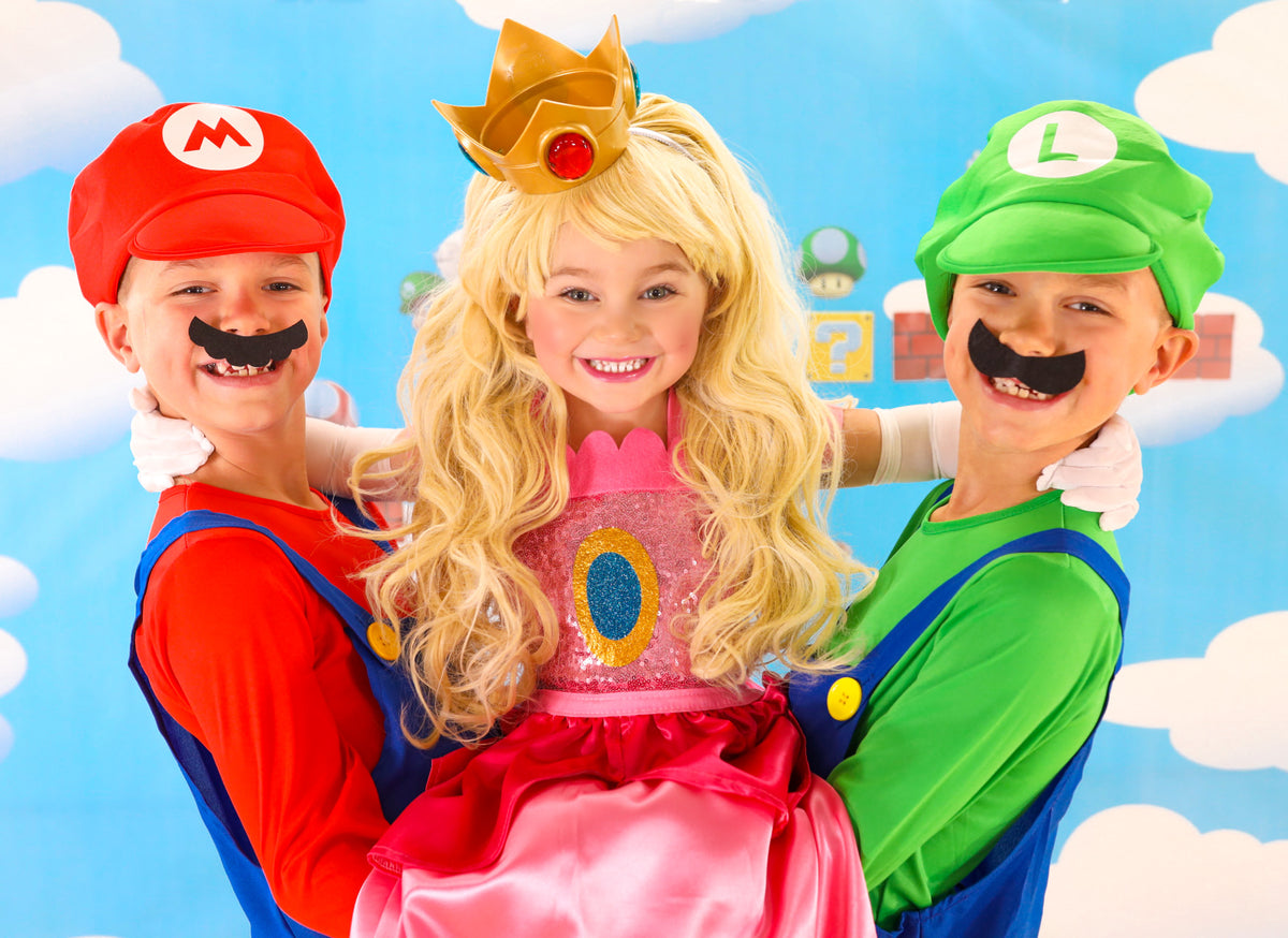 Takerlama Super Mario Princess Peach Cosplay Costume Dress Crown