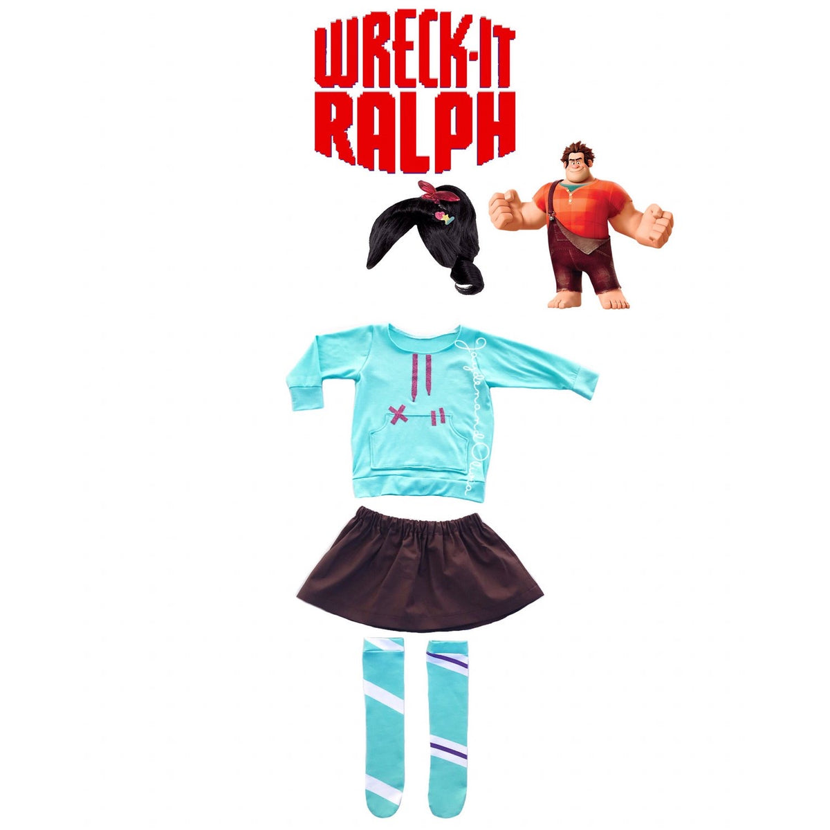 Ralph Breaks The Internet Wreck-it 2 Vanellope Von Schweetz Cosplay  Stockings Leggings Cartoon Halloween Costume 