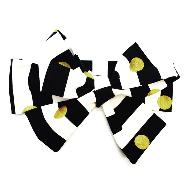 Black & White Stripe Gold Dot Head Wrap