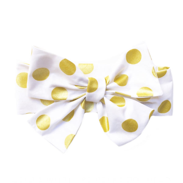 Gold & White Lrg Polka Dot Head Wrap
