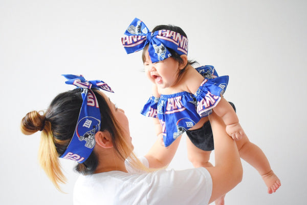 NY Giants Fan Mommy & Me Head Wrap SET