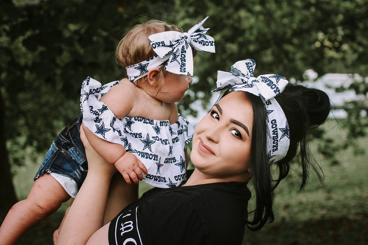 White Dallas Cowboys Mommy & Me Head Wrap SET