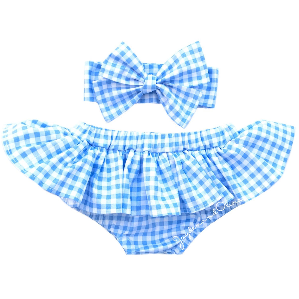 Baby Blue Gingham Bloomer Skirt JaydenandOlivia