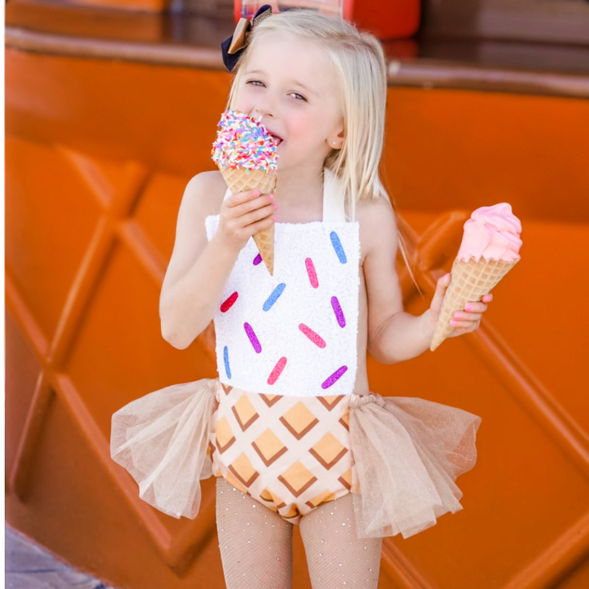 Ice Cream Cake Cone Costume Leggings for Kids - Teeny Chimp Kids