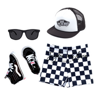 BOYS Black & White Checkered Shorts