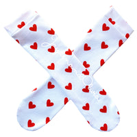 White & Red Hearts Knee High Socks