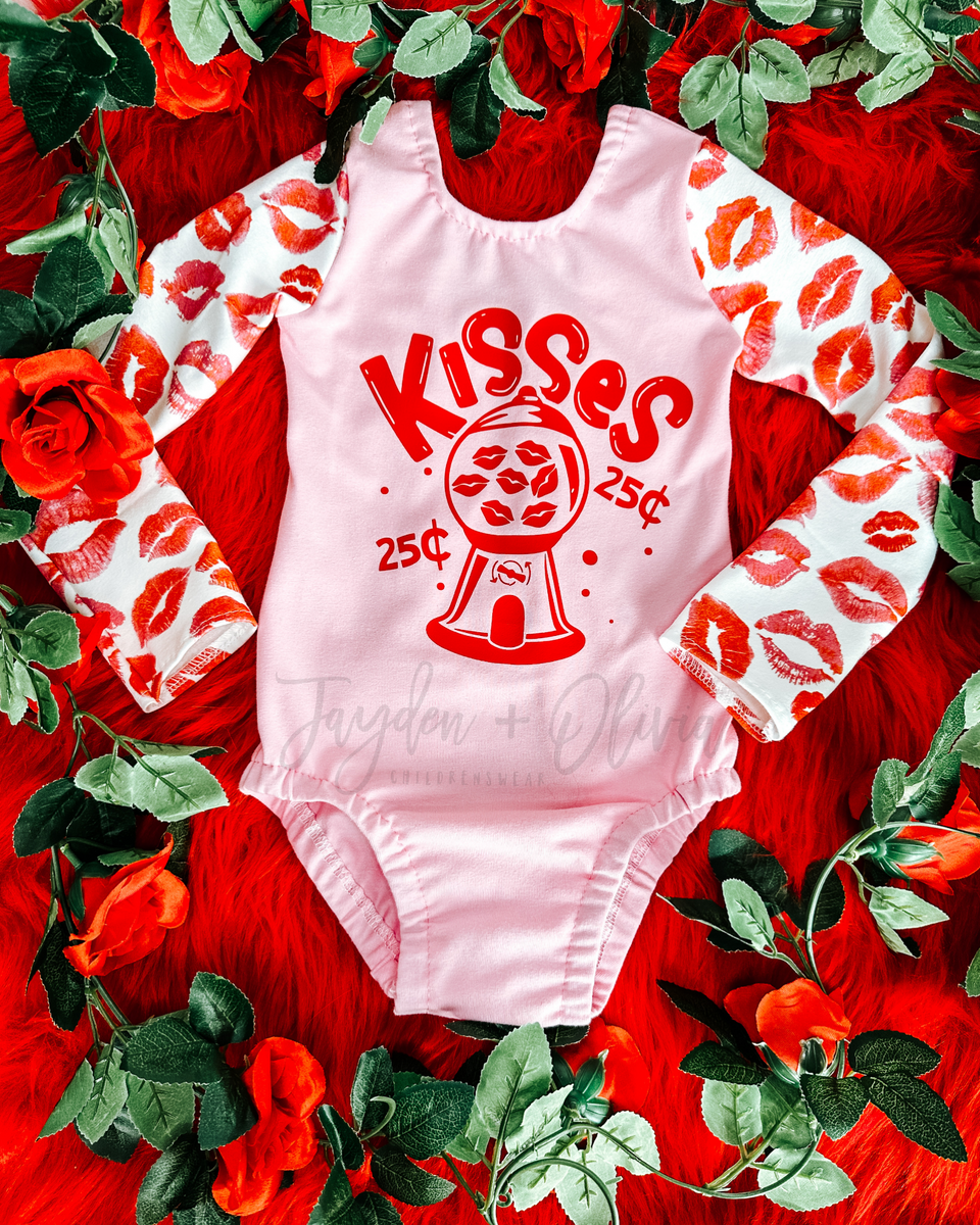 Kisses 25 Cents Shorts Outfit, Holiday Outfit, Valentine Bodysuit