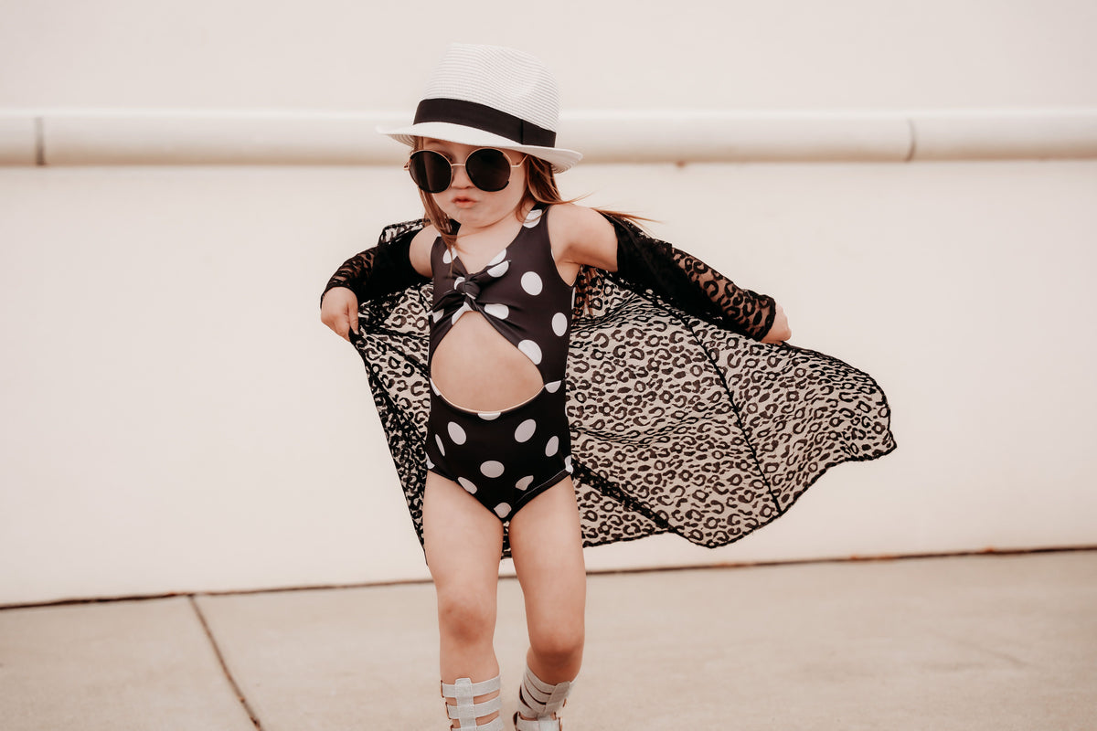 Black and white polka dot one piece swimsuit online