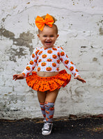 Black & Orange Stripe Tiny Dot Bloomer Skirt