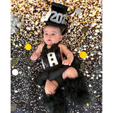 DELUXE BLACK New Years Eve Tuxedo Romper