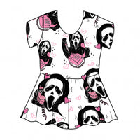 Pink Ghost Face Peplum Top