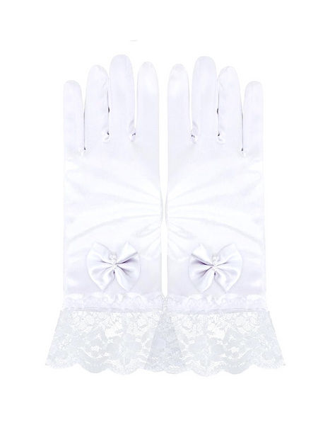 White Satin Long Gloves DAISY