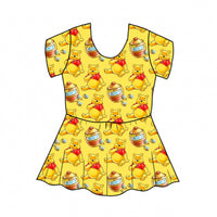 Yellow Winnie the Pooh Peplum Top