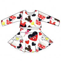 Minnie & Mickey Snack Food Hearts Twirl Skirt