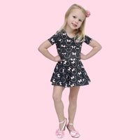 Black & Baby Pink Minnie Twirl Skirt