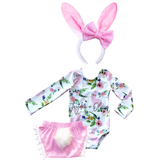 White & Baby Pink Bunny Floral
