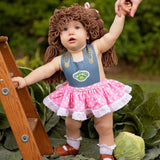 DELUXE Denim Pink Dot Romper