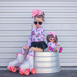 Pink Stripe Roller Skates