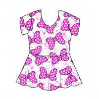 Hot Pink Minnie Bows Peplum Top