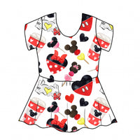 Minnie & Mickey Snack Food Hearts Peplum Top