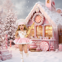 DELUXE Baby Pink & Tan Gingerbread Romper