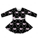 Black & Baby Pink Minnie Twirl Skirt