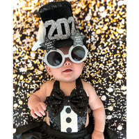 DELUXE BLACK New Years Eve Tuxedo Romper