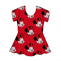 Red Minnie Heads Peplum Top