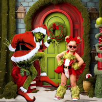 Sparkle Grungy Grinch Santa Suit Romper