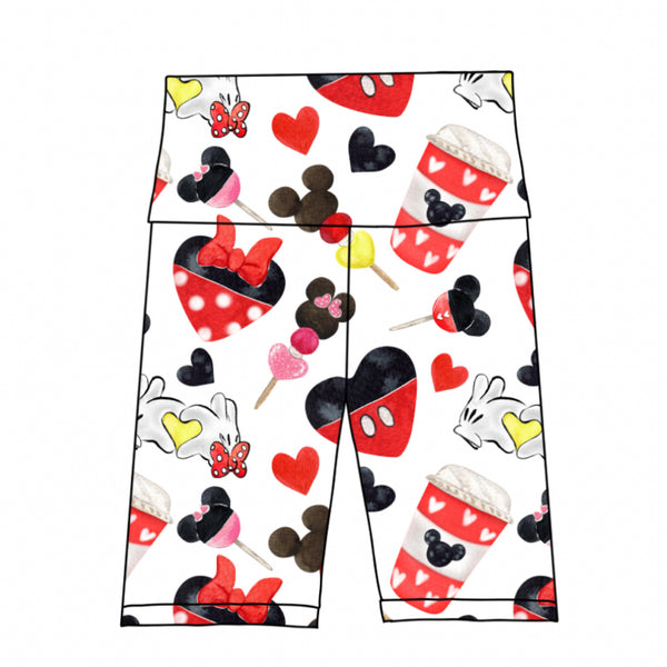 Minnie & Mickey Snack Food Hearts Biker Shorts