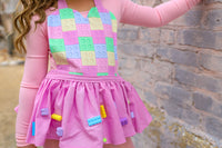 DELUXE Baby Pink LEGO inspired Romper