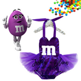 Purple M & M's inspired Romper