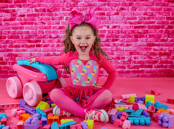 DELUXE Hot Pink LEGO inspired Romper