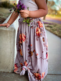 Rustic Taupe Floral Maxi Skirt