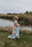 Baby Blue Spring Floral Maxi Skirt