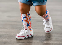 Royal Blue Star Tiny Stripe Knee High Socks