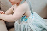 Baby Blue Shabby Chic Stripe Flowy Hi-Low Top