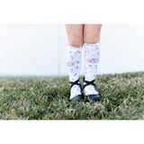 White Floral Bunny Ears Knee High Socks