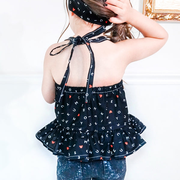 Mickey Letters Ruffled Halter Top