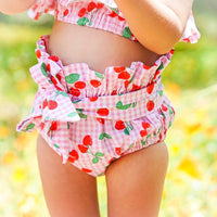 Pink & Red Gingham Cherries High Waisted Bloomers