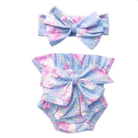 Baby Blue Floral Tiny Dot High Waisted Bloomers