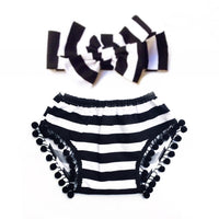 Black Stripe Pom Pom Shorties