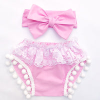 Ballerina Pink & White Lace Pom Pom Shorties