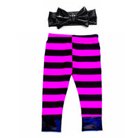 Black & Hot Pink Stripe Leggings