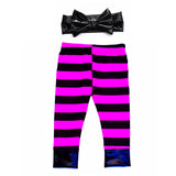 Black & Hot Pink Stripe Leggings