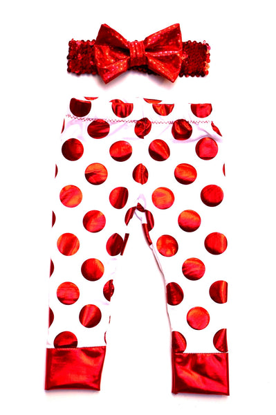 White & Red Polka Dot Leggings