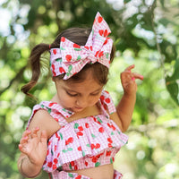 Pink & Red Gingham Cherries Baby Doll Top
