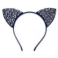 Rhinestone Black Cat Ears Head Band