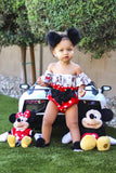 Mickey & Minnie Lovers Flutter Sleeve Crop Top